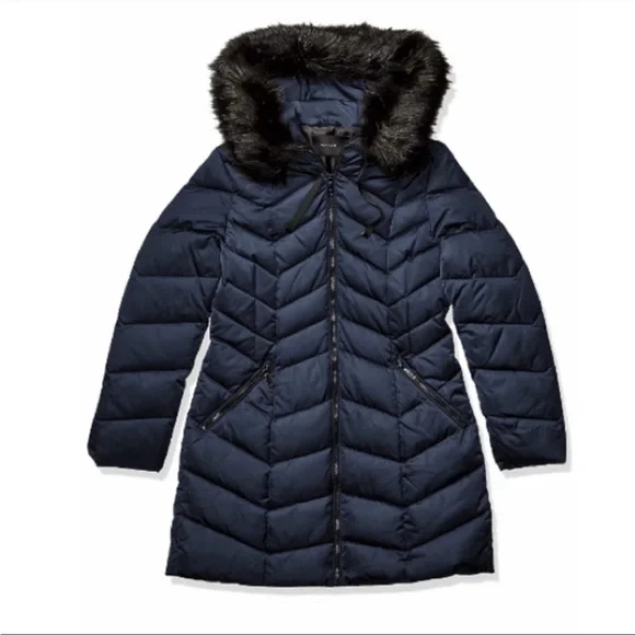 Tahari Heavyweight Puffer Coat Faux Fur Hood - Picture 4 of 10